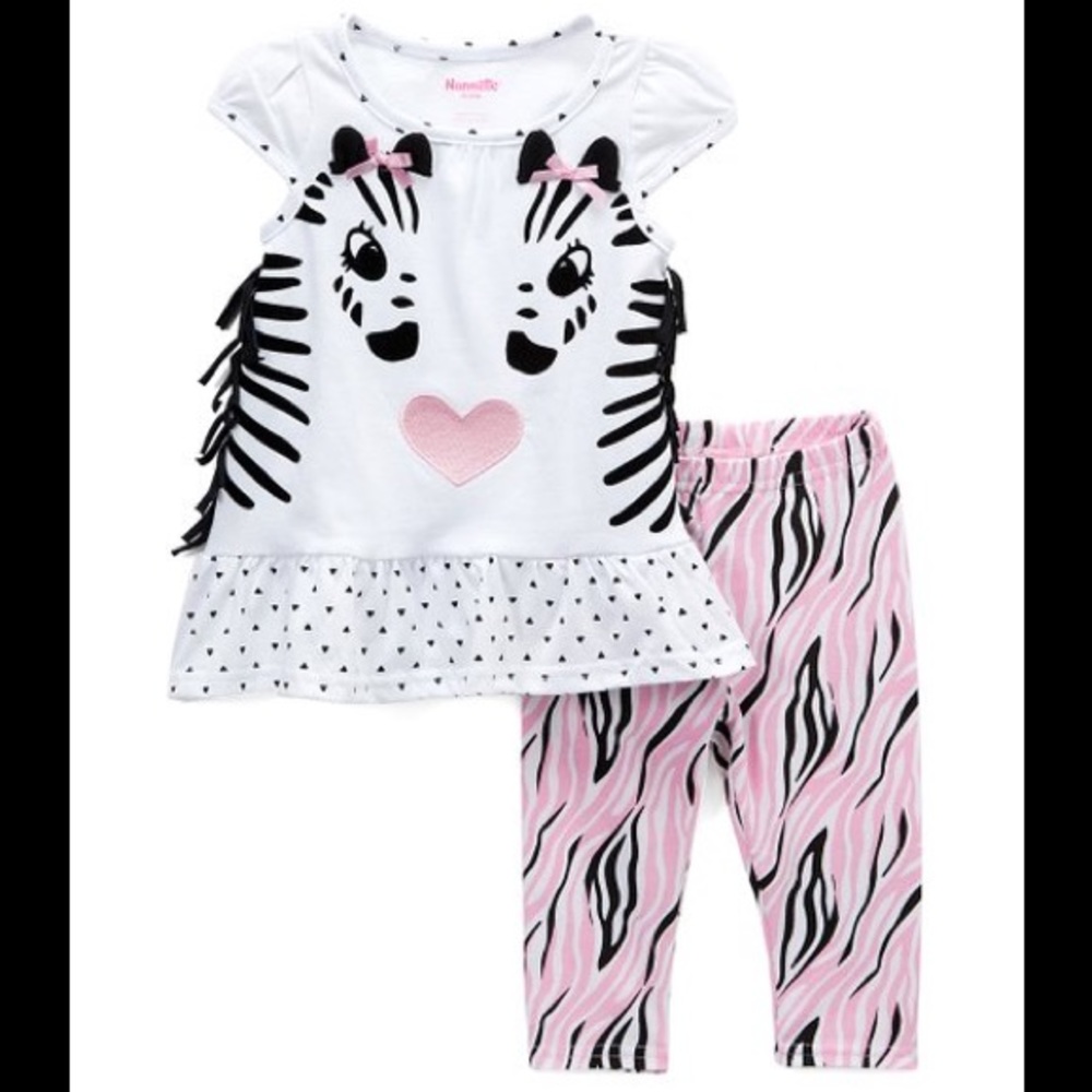 Nannette Zebra Fringe Sleeve Top & Zebra Leggings
